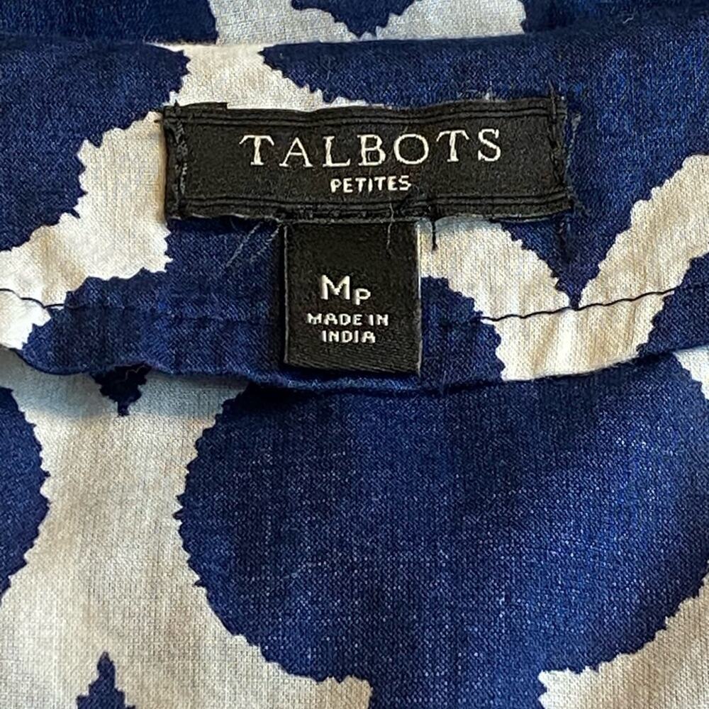 Navy& White Talbots Cotton Bohemian Tunic w/ Embroidery on Neckline & Sleeves Mp - Picture 7 of 8